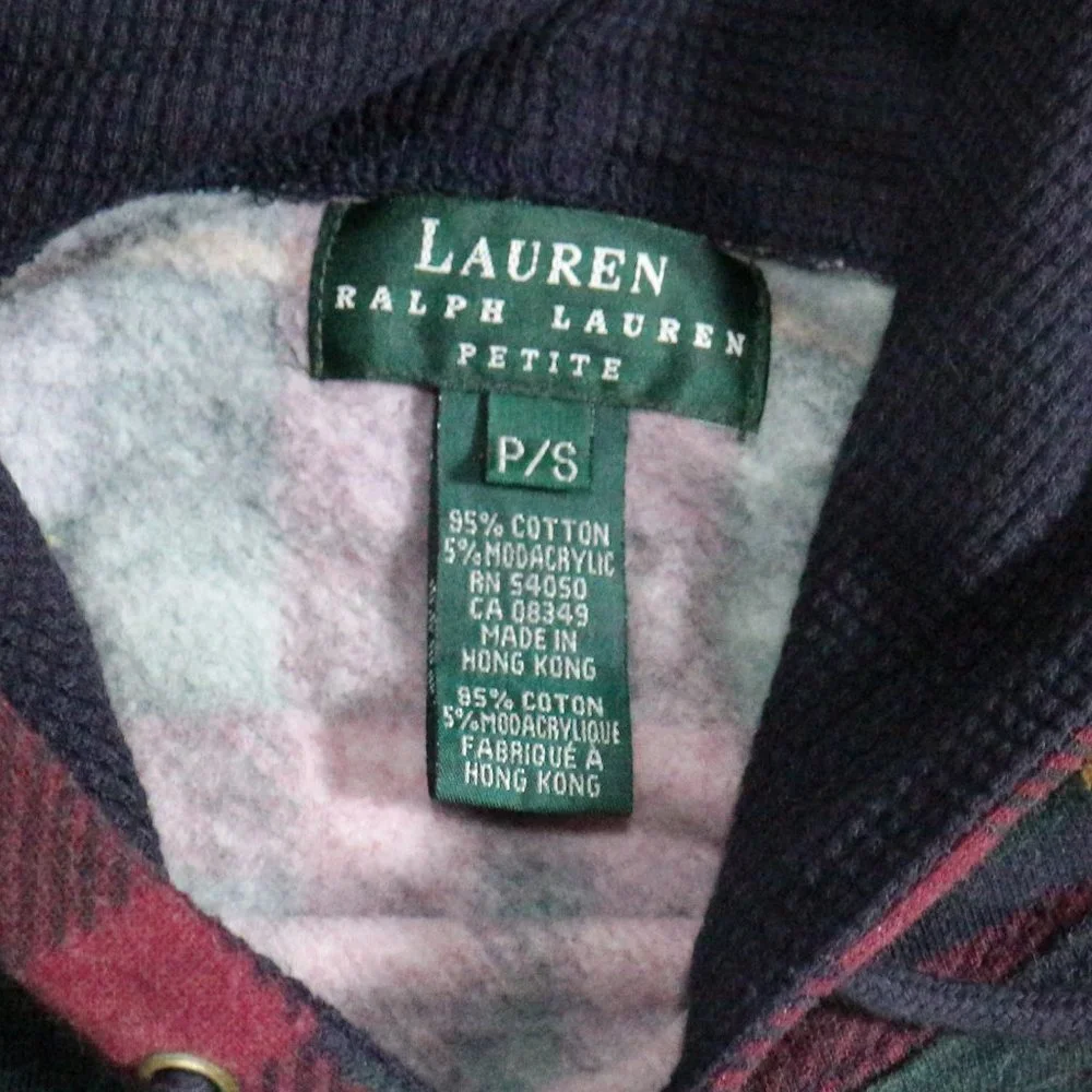 LAUREN RALPH LAUREN Plaid Petite Hooded Pullover Sz PS Petite Small - Picture 8 of 13
